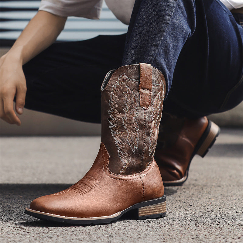 Western Denim Boots Fashion Embroidered