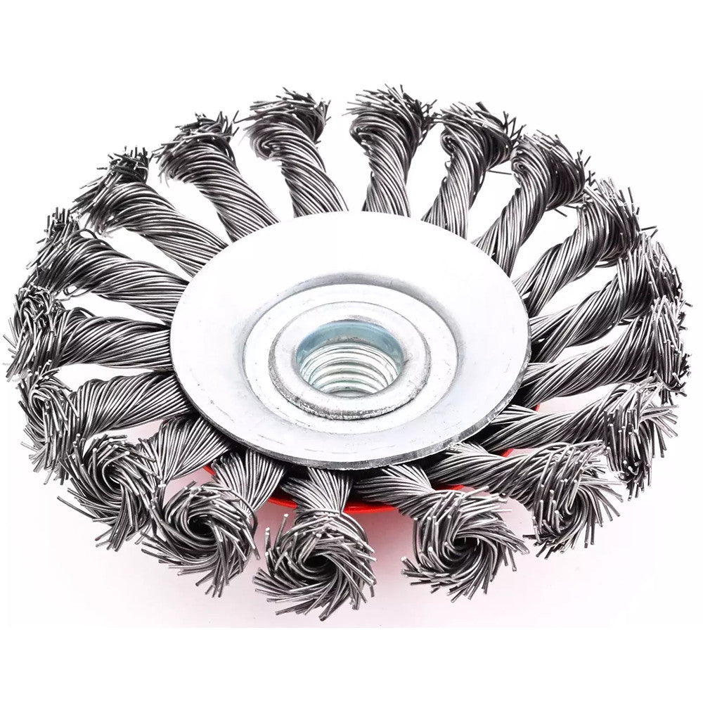 3x Pot Brush Wire Brush 125mm M14 Knotted Cone Brush Flex And Angle Grinder