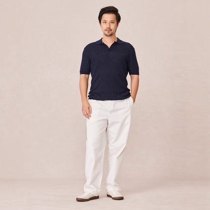 Textured Knit Short-sleeve Mens Slim-fit Business Polo Shirt In Ice Silk