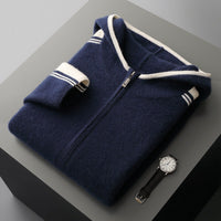 Zip-up Fleece Mock-neck Knit Base Layer Thickened Set Cardigan Sweater Casual