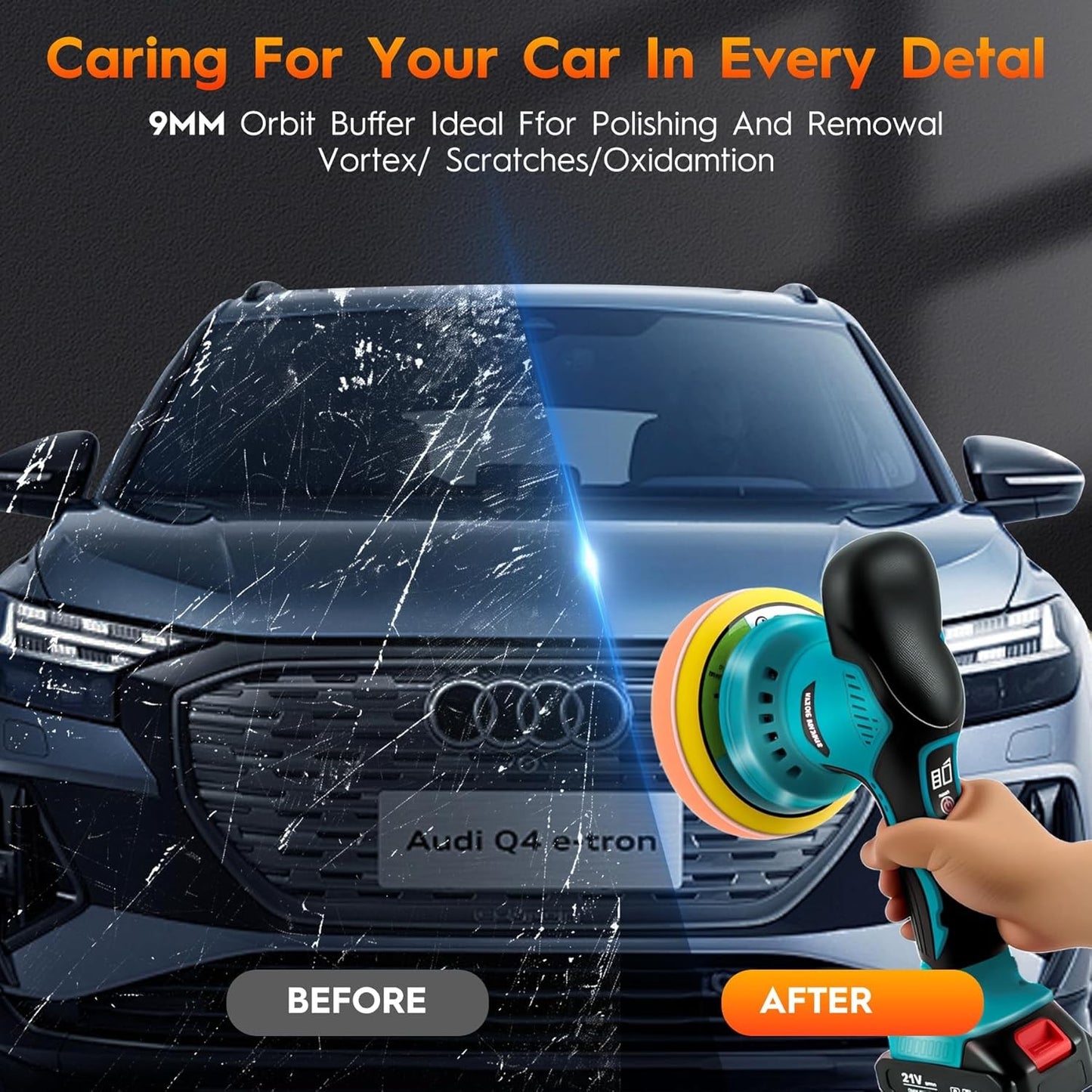5  Cordless Car Polisher Buffer Sander Machine Polishing Pads Kit  2x Batteries UK