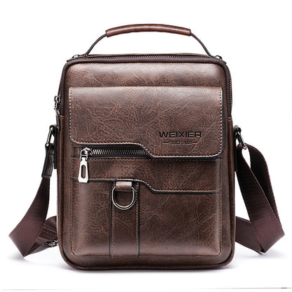 Popular Men's Messenger Bag One Shoulder Retro Business Backpack PU Leather Flaps Crossbody Bags Business Flap Male Solid Travel Bag
