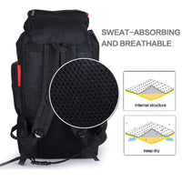 80L Extra Large Hiking Camping Backpack Rucksack Waterproof Travel Luggage Bag Blue