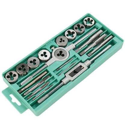 20pcs Hand Tap And Die Set Screw Thread Reamer M3-M12 Twist Drill Bit Tool Kit