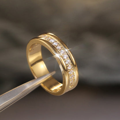 Simple Golden Sliver Rhinestones Ring Copper Plated RIngs Fashion Jewellery