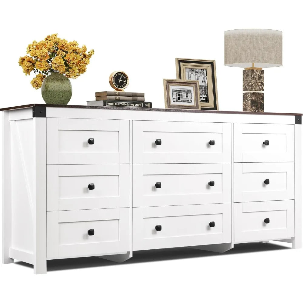 Farmhouse Dresser for Bedroom,Dresser Storage Organizer, Wood Chest of Drawers for Bedroom, for Living Room, Hallway