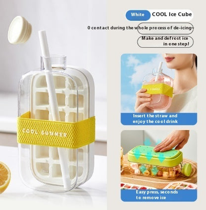 One-Click Molding Cooling Cup,Instant Ice Maker,Zero-Contact Design,Straw Included,Curling Mold,Portable & Stylish Chilled Drink