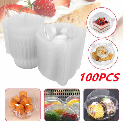 SINGLE CUPCAKE BOXES CLEAR MUFFIN HOLDER CASES DOMES CUPS PODS CONTAINERS