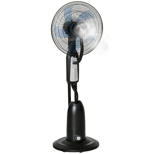 18 Pedestal Fan With Water Mist Spray, Standing Fan, Humidifying Misting Fan With 3 Speeds, 2.8L Water Tank, Black