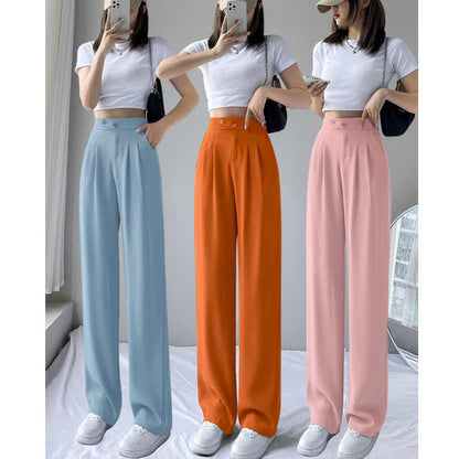 Ice Silk Mop Wide Leg Pants Women's Small High Waist
