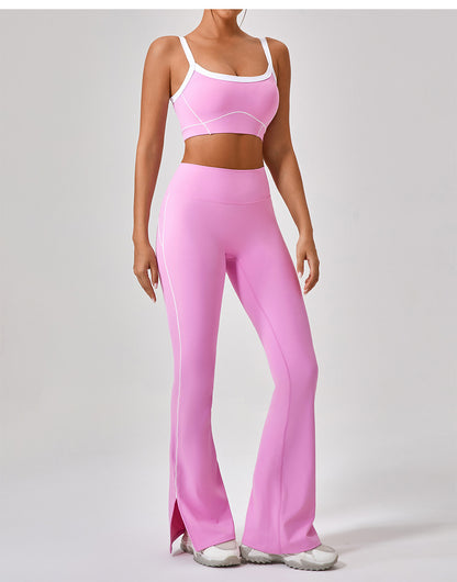 Outdoor Sports Yoga Suits Women's Spaghetti Strap Contrast Color Fitness Set Outfits