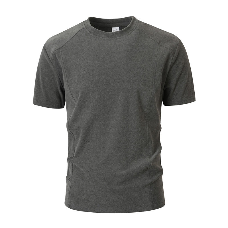 Solid-color Patchwork Sleeve Cuffs Short-sleeve Men's T-shirt Top
