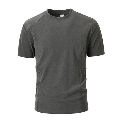 Solid-color Patchwork Sleeve Cuffs Short-sleeve Men's T-shirt Top