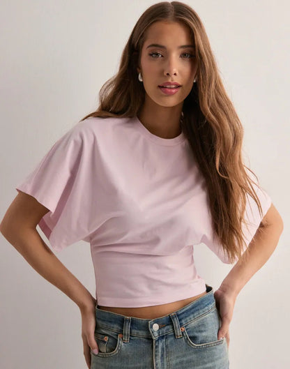 Summer Batwing Sleeve T-shirt Ins Fashion Round Neck Pullover Short-sleeved Tops For Women Clothing