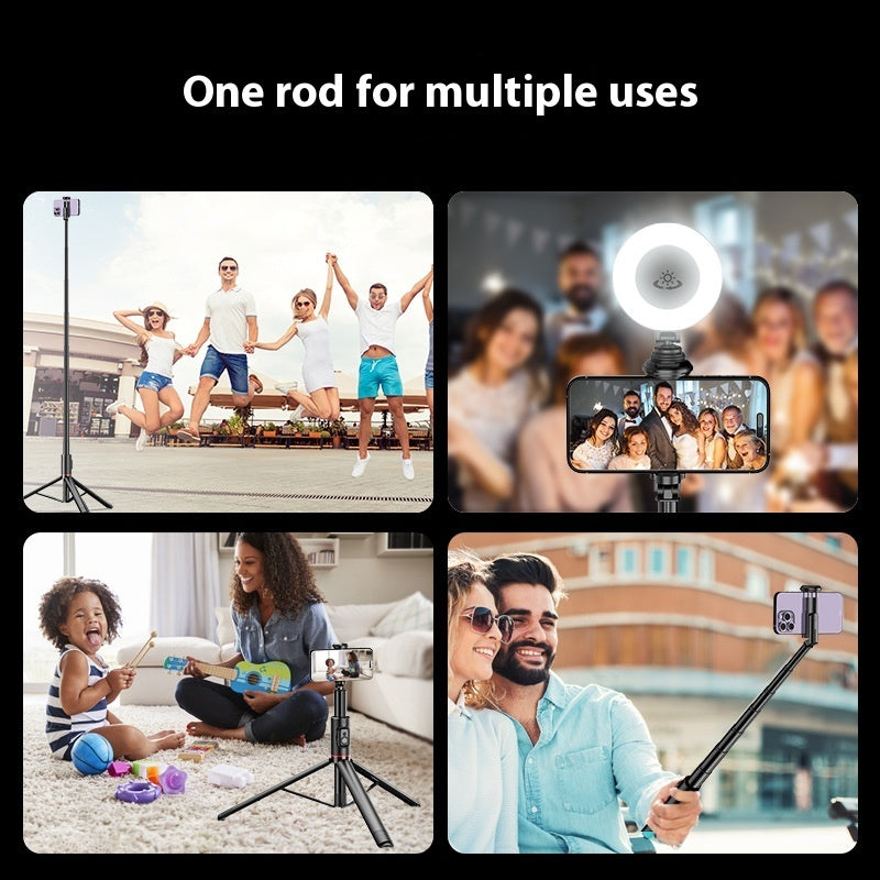 Mobile Phone Bluetooth Selfie Stick Integrated Hidden Multifunctional Tripod Stand For Live Streaming