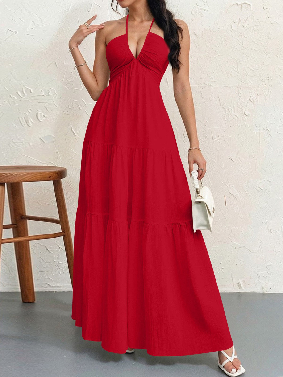 Womens Backless Halterneck Dress