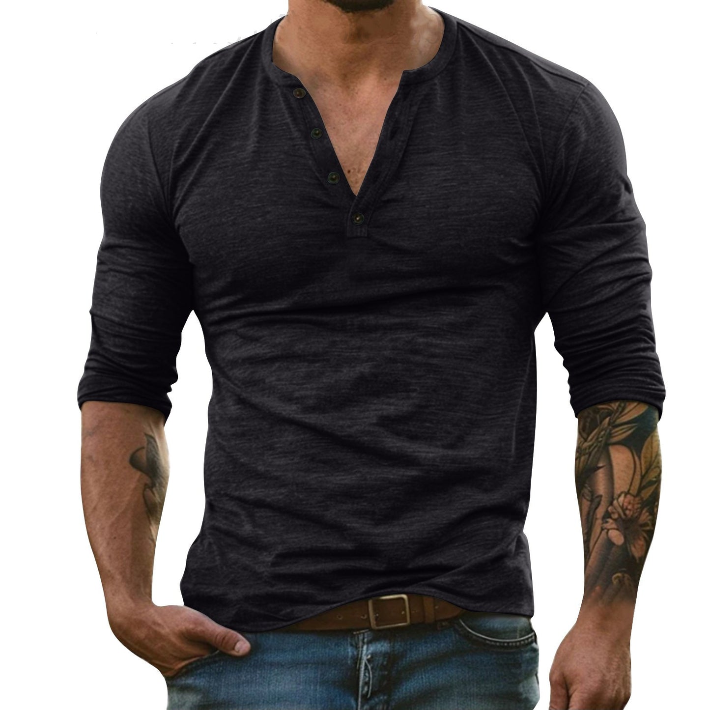 Men's Long-Sleeve T-Shirt Bamboo Fiber Blend Cotton