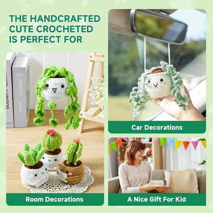 Crochet Kit  Crochet Kit For Beginners Emotional Support Succulent Crochet & Knitting Kit With Step By Step Video Lessons  6pcs Succulent Crochet Kit With Crochet Accessories