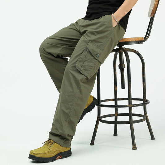 Men's Casual Plus-Size Multi-Pocket Work Pants