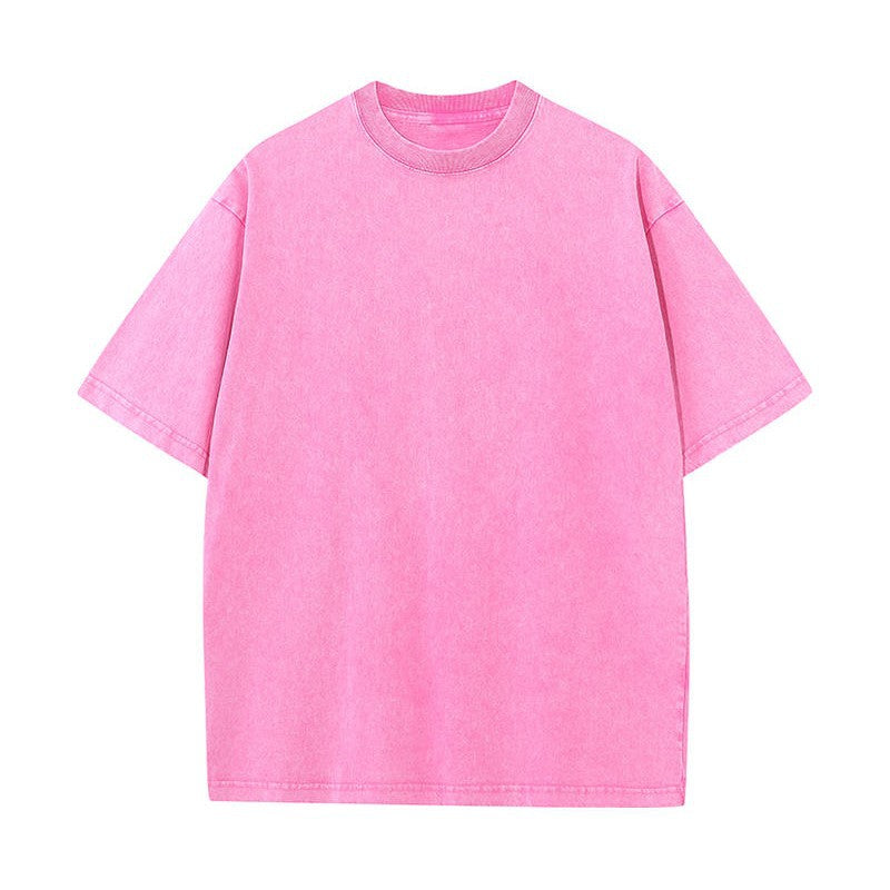 American-style Stir-fried Snowflake Batik Crewneck Short Sleeves