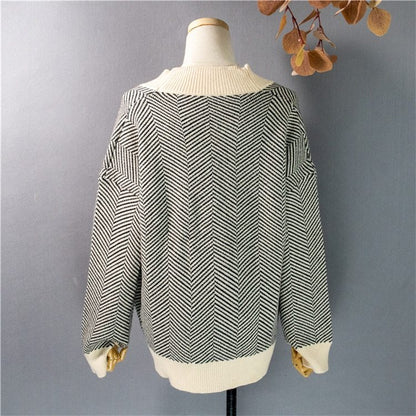 Striped cardigan sweater