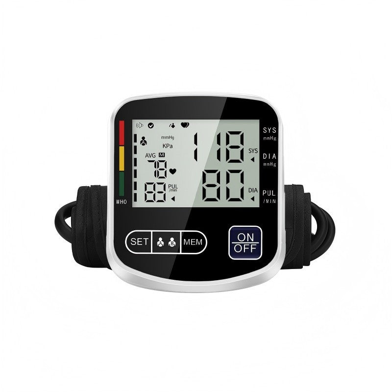 Multifunctional Home Blood Pressure Monitor With Cuff, Records 99 Measurements And Tracks Heart Rate
