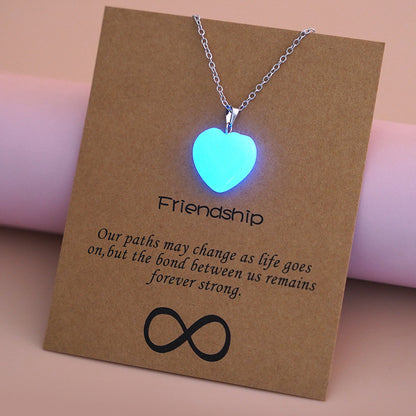 Europe And America Best Selling Luminous Pendant Card Necklace Love