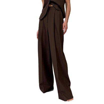 Draping Wide-leg Trousers Loose Suit Pants Straight