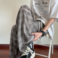 Plaid Ice Silk Men's Summer Thin Cool Casual Trousers