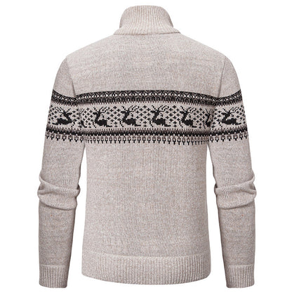 Plus Size Half-open Zipper Men's Autumn And Winter Loose Color Matching Knitwear