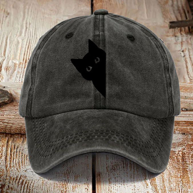 Washed Cotton Printed Hat Distressed Style Mens Vintage
