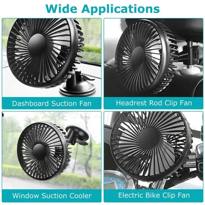 Car Cooling Fan Portable Rotatable USB Vehicle Fan Backseat Clip
