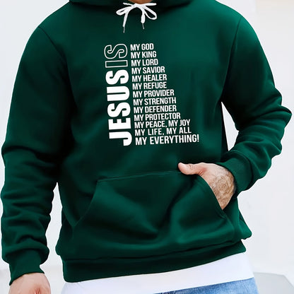 Printed Kangaroo Pocket Hoodie Casual Long-Sleeve Hoodie Pullover Sweatshirt