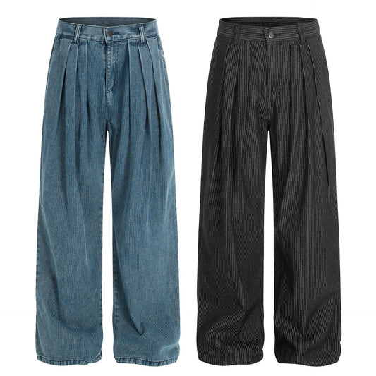 Mens Fashionable Casual Solid-Color Straight-Leg Pants