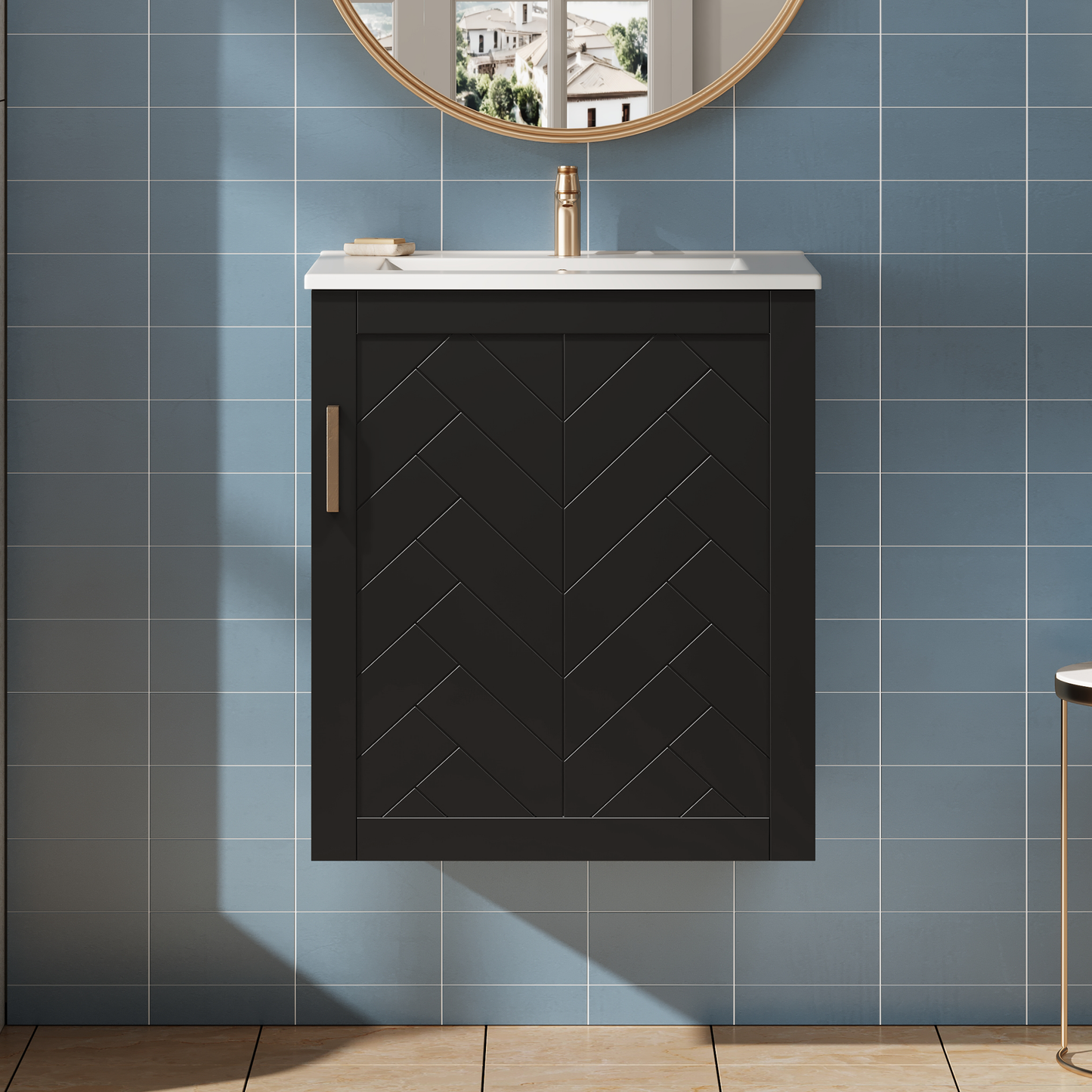 20 Wall Mounted Bathroom Cabinet With Side Cabinet Combo, Bathroom Cabinet With Soft-Closing Door, Modern Bathroom Vanity With Sink