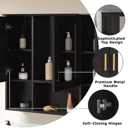 35 Inch 2-in-1  Wall Mounted Medicine Cabinet With Adjustable Shelves & Soft Close Doors, High-Define Mirror With Storage For Bathroom Vanity