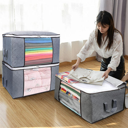 4Pcs Clothes Storage Bags Zipped Organizer Underbed Wardrobe Cube Closet Boxes