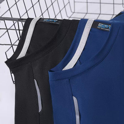 Round Neck Ice Silk Quick-drying T-shirt Marathon Short Sleeve