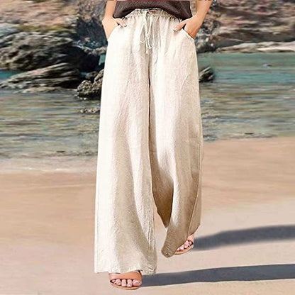 Loose Cotton And Linen Wide Leg Pants