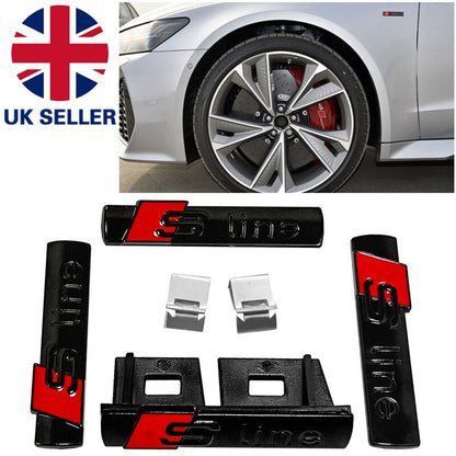 Gloss Black S Line Badge Emblem 1 Grill 3 Stickers For A3 A4 A5 A6 A8 TT Q7