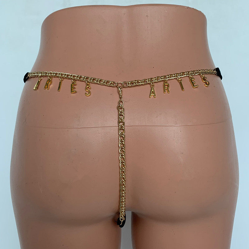 Exy Women Custom Thong With Letter Name Personality G-String Panties Underwear Waist Body Chain Lace Thongs Jewelry Gift