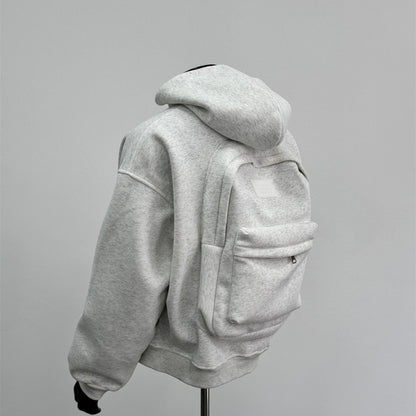 Back Schoolbag Design Men's Coat Flower Gray