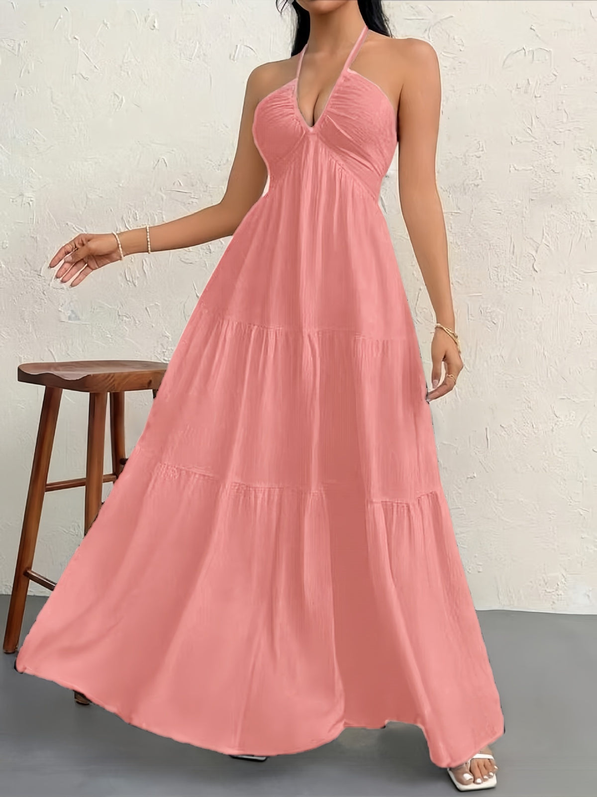 Womens Backless Halterneck Dress