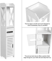 4 Tiers Modern Bathroom Furniture Cabinet Wood Slim Shelf Cupboard Storage Unit.