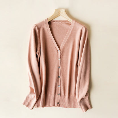 Cardigan women's v-neck cardigan wool sweater