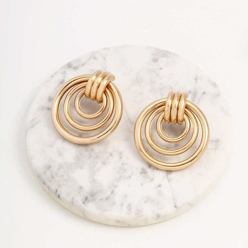 European And American Foreign Trade New Ins Wind Golden Volute Earrings Women