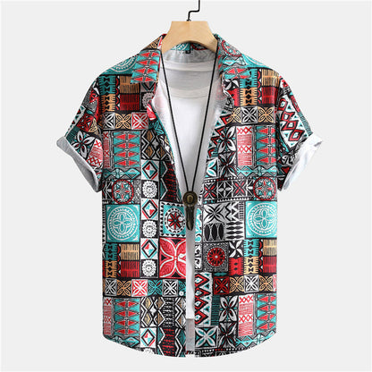 3D Personalized Printing T-shirt Summer Loose Short Sleeve Lapel Shirt Casual Streetwear Clothing For Men
