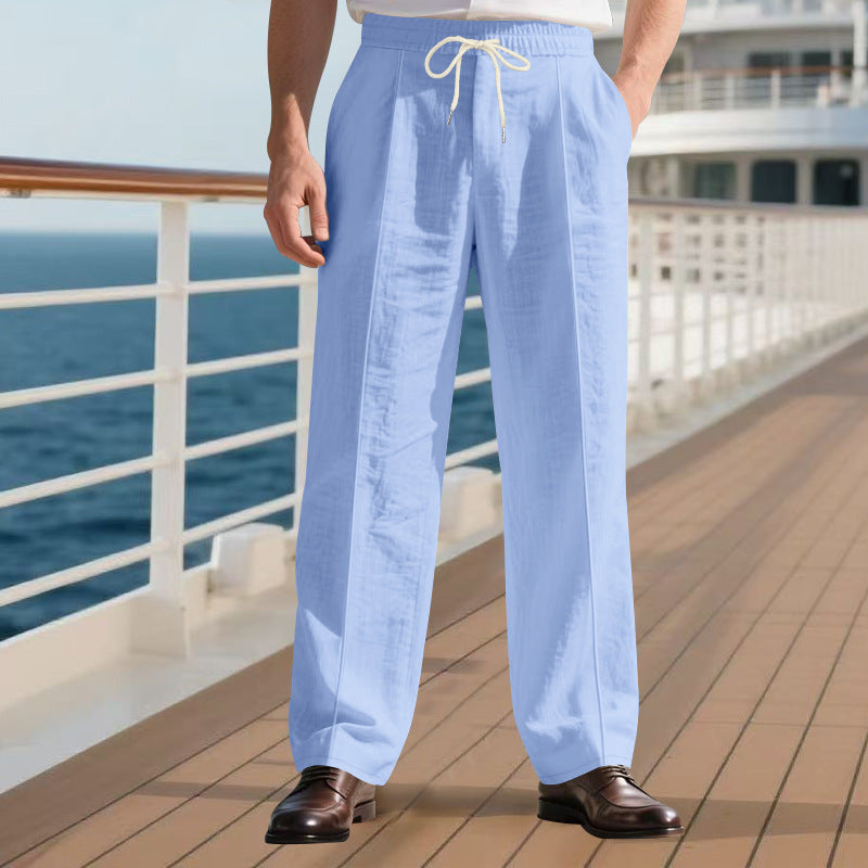 Loose Breathable Linen Leisure Men's Simplicity Trendy Loose Beach Pants