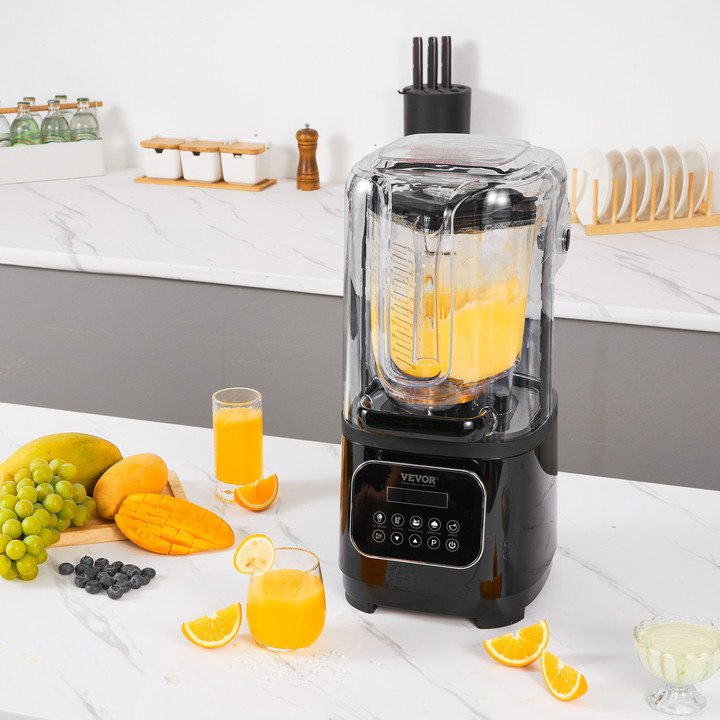 VEVOR Professional Blender With Shield, Commercial Countertop Blenders, 68 Oz  Blender Combo, Stainless Steel 9 Speed & 5 Functions Blender, For Shakes, Smoothies, Peree, And Crush Ice, Black