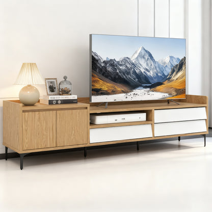 TV Stand For TVs Up To 80 Inch Mid Century Modern Entertainment Center With Storage Cabinet